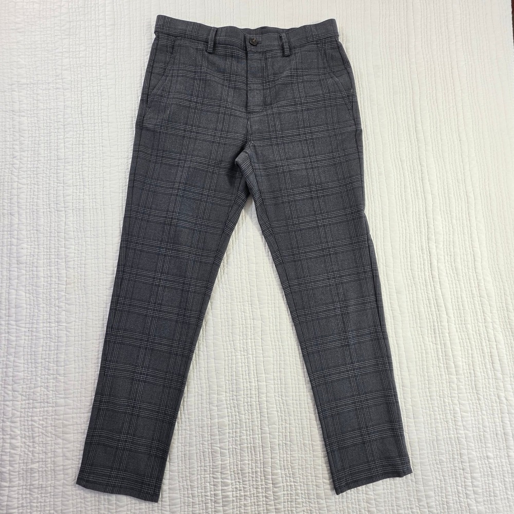 Zara Man Grey Plaid Dress Pants Slim Fit Mens Size 30 Glen Check Trousers Grey